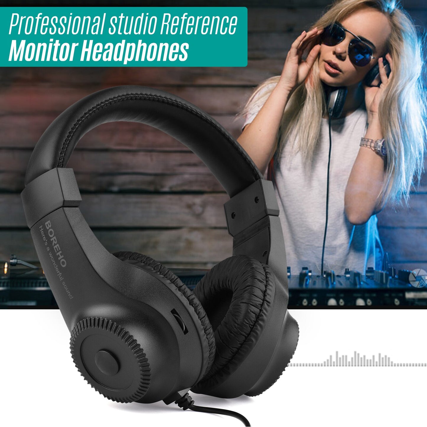 Wired Studio headphones 6.5mm Plug Headset Recording Monitor Stereo for Guitar Audio Monitoring Gaming Playing