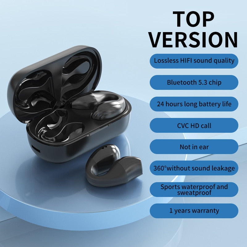 New 2023 Bone Conduction earbuds Bluetooth Earphones Open Ear Clip Wireless Headphones with Mic Sports Headsets for Smartphone