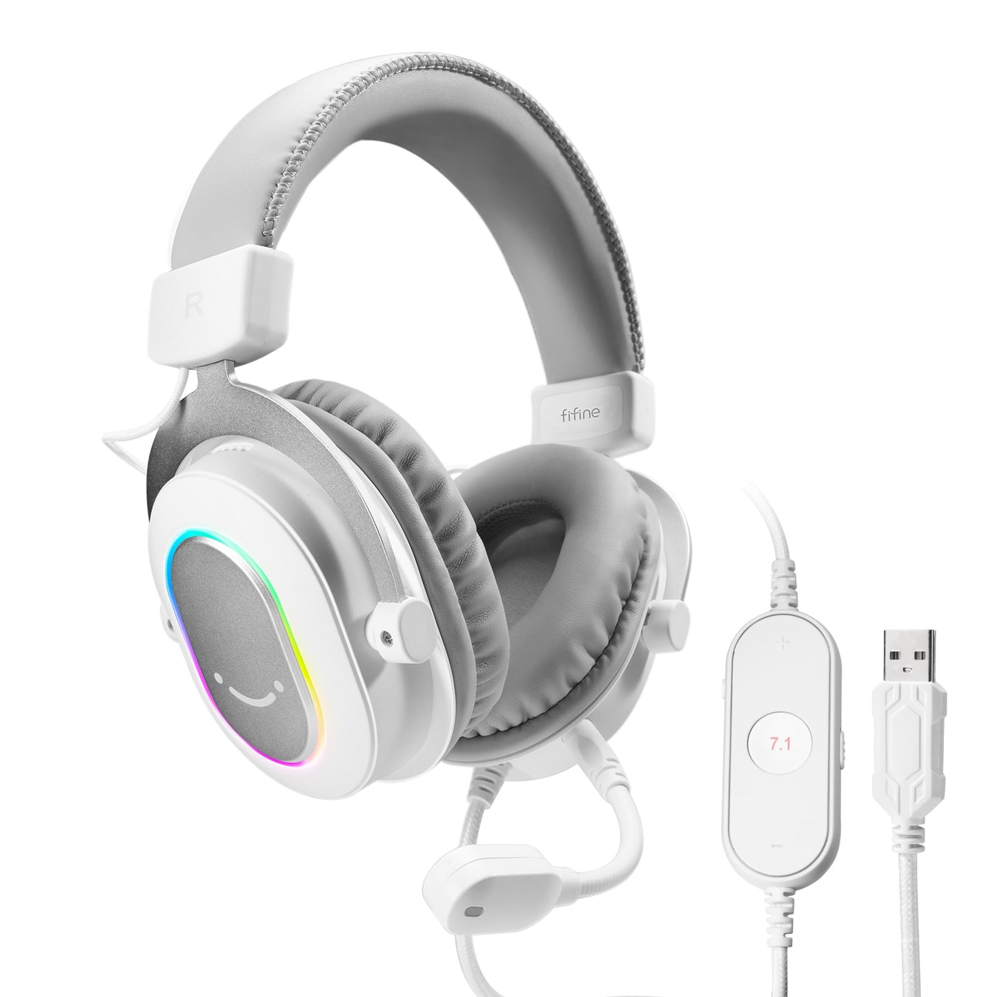 Dynamic RGB Gaming Headset with Mic Over-Ear Headphones 7.1 Surround Sound PC PS4 PS5 3 EQ Options Game Movie Music