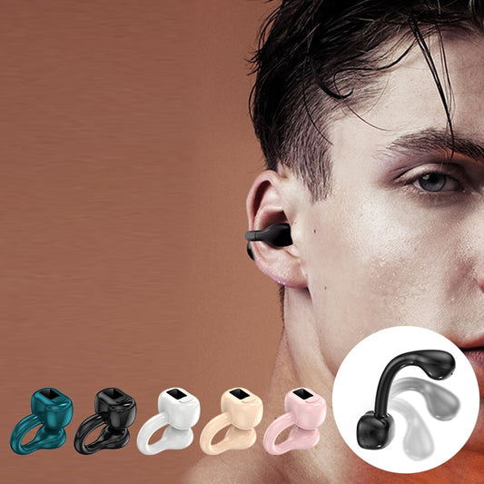 New Bone Conduction Earphone Bluetooth 5.3 Ear Clip on Ear Earring Wireless Headphones Sports Headsets Earbuds Ear Hook with Mic