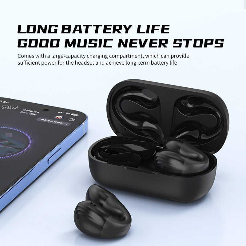 New 2023 Bone Conduction earbuds Bluetooth Earphones Open Ear Clip Wireless Headphones with Mic Sports Headsets for Smartphone