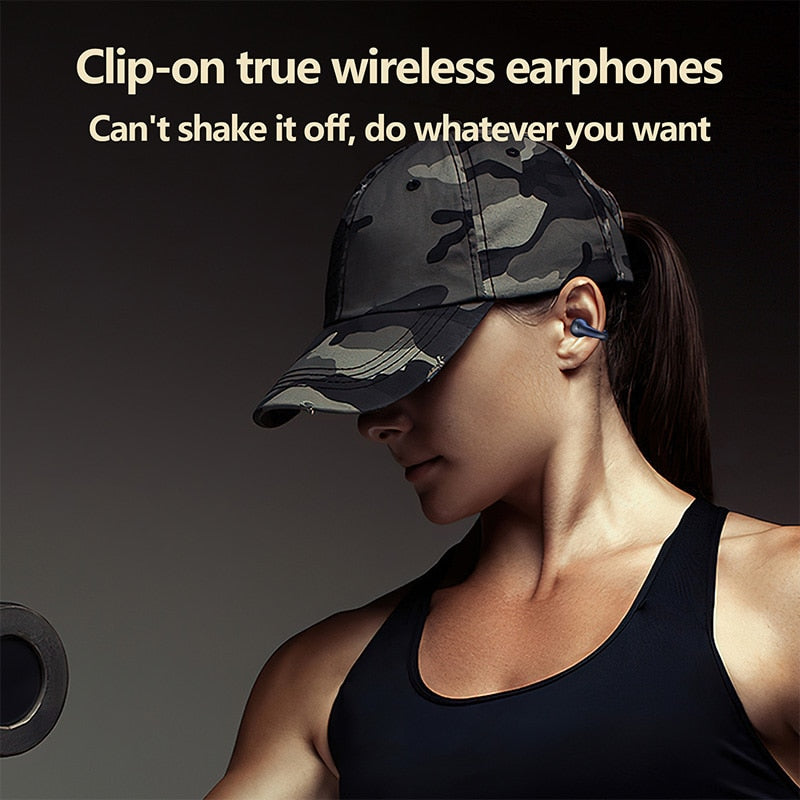 TWS Q80 Wireless Headphones Bluetooth 5.3 Bone Conduction Earphones Earclip Design Touch Control LED Earbuds Sports Headsets