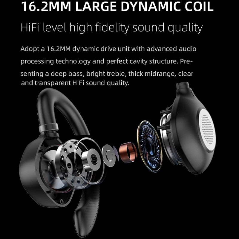 Air Conduction Bluetooth 5.3 Earphones Sport Waterproof Led Display Wireless Headphones HiFi Stereo Earbuds Open Ear Headsets