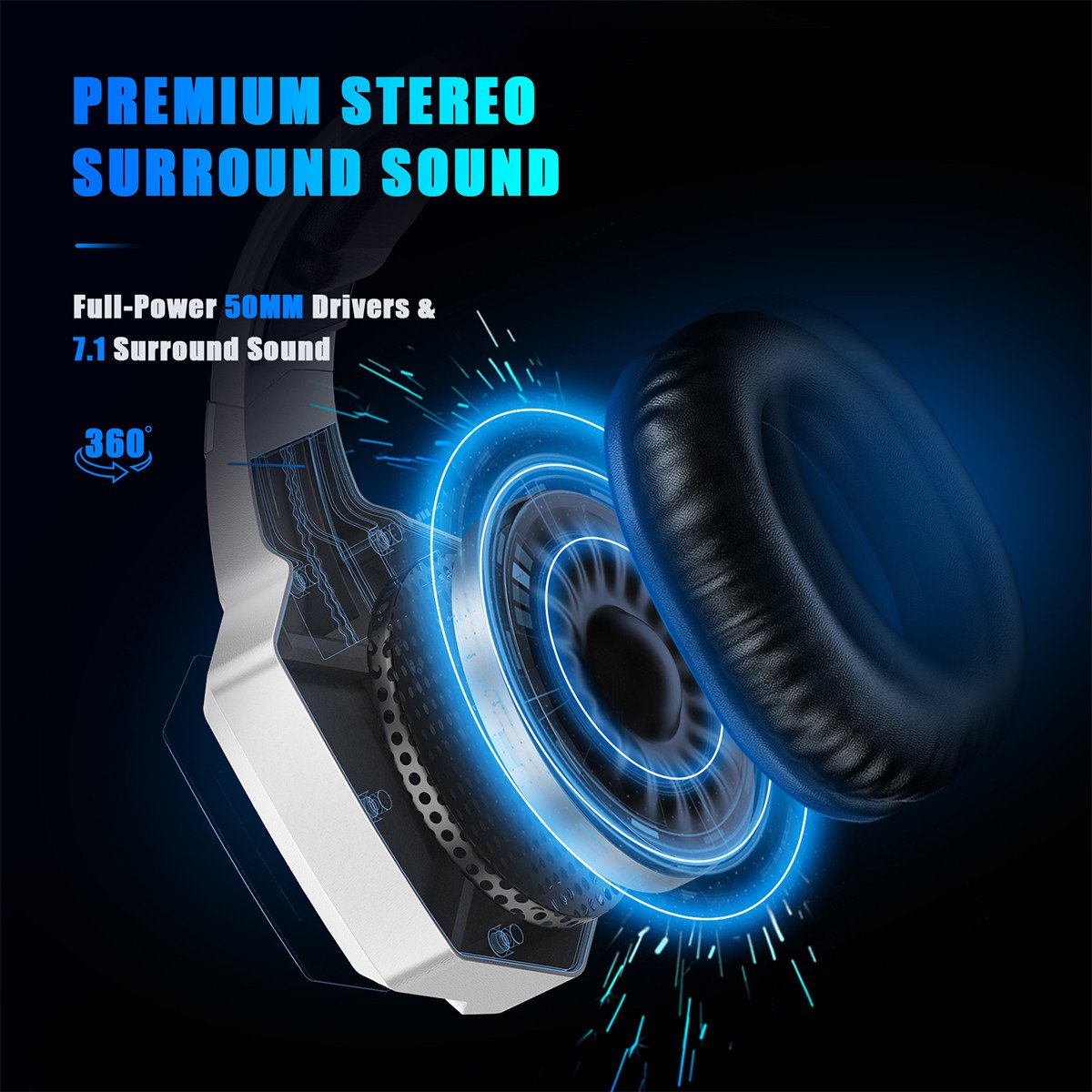 Wired LED Gaming Headset with Mic Over-Ear Gamer Headphones Surround Sound with Mic for PC Computer Laptop PS4 PS5 XBox Switch