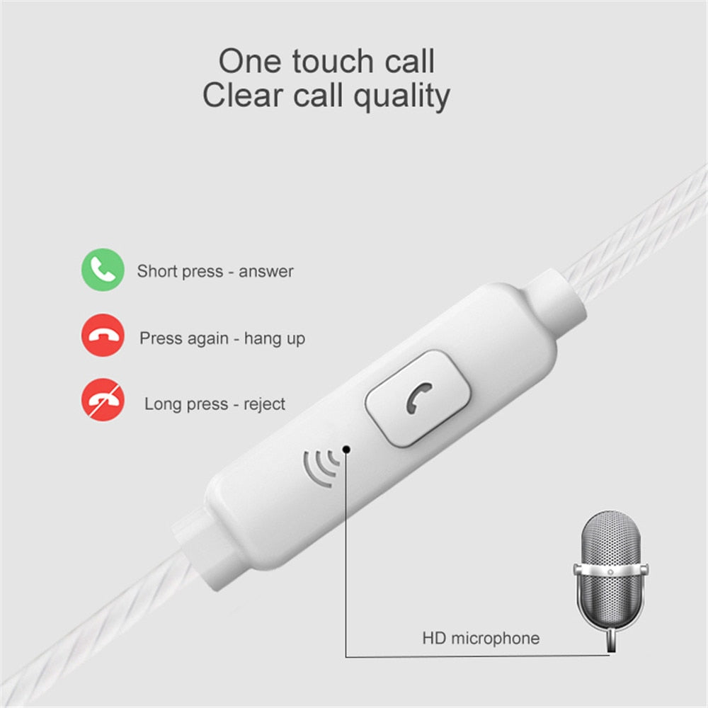 3.5mm Wired Headphones Sports Earphones HIFI Bass Wired Earbuds in-Ear Headset Game Subwoofer with Mic Handsfree Call for Xiaomi