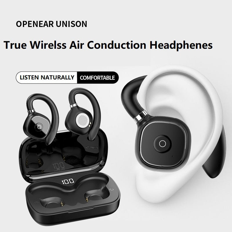 Air Conduction Bluetooth 5.3 Earphones Sport Waterproof Led Display Wireless Headphones HiFi Stereo Earbuds Open Ear Headsets