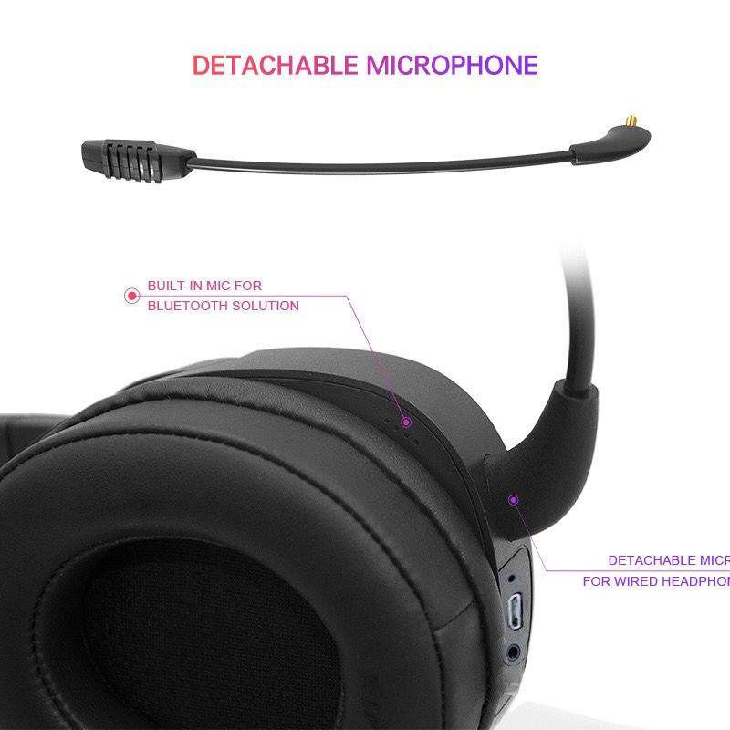 Bluetooth Headphone Wireless Bluetooth Headset Over Ear Gamer Headset with Microphone Stereo Wired Earphone for PC PS4 Laptop